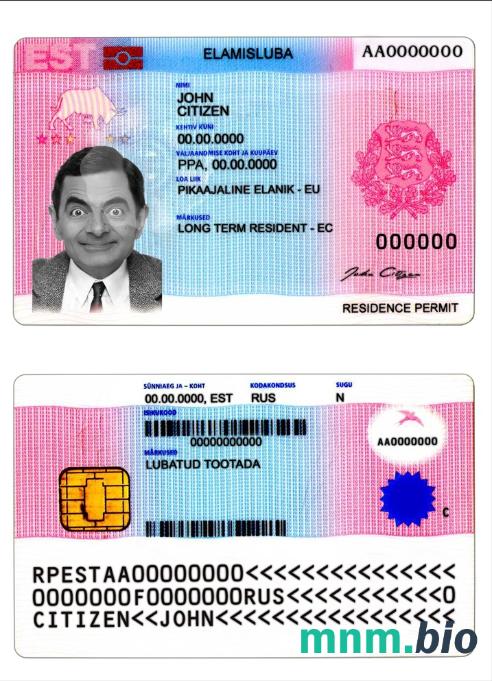 Zezwolenie na pobyt w Estonii format PSD, warstwy edytowalne
